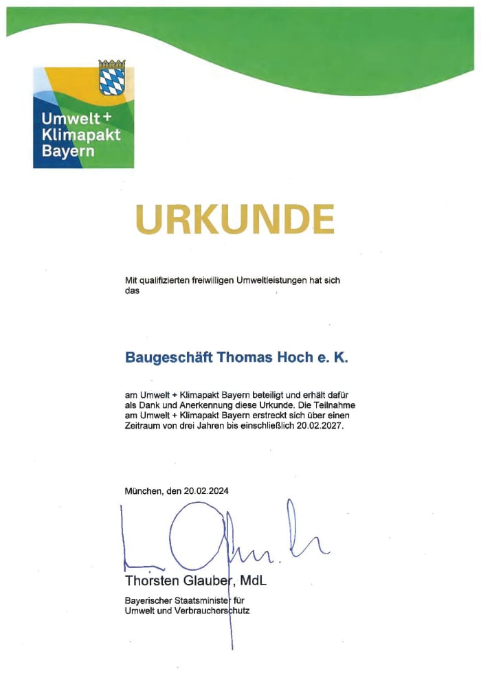 Umweltpakt Bayern Baugeschäft Thomas Hoch